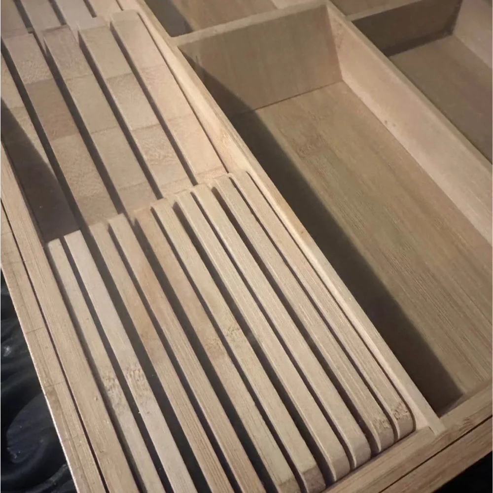 bamboo expandable cutlery and utensil drawer organizer